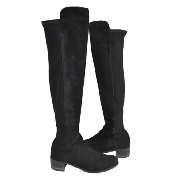 Stuart Weitzman Reserve Over the Knee Suede Boots Black Suede Size 5.5 - Picture 3 of 13